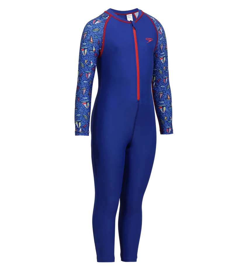 Speedo Boy's Recycled Endurance 10 Printed All In One Suit - True Cobalt & Picton Blue