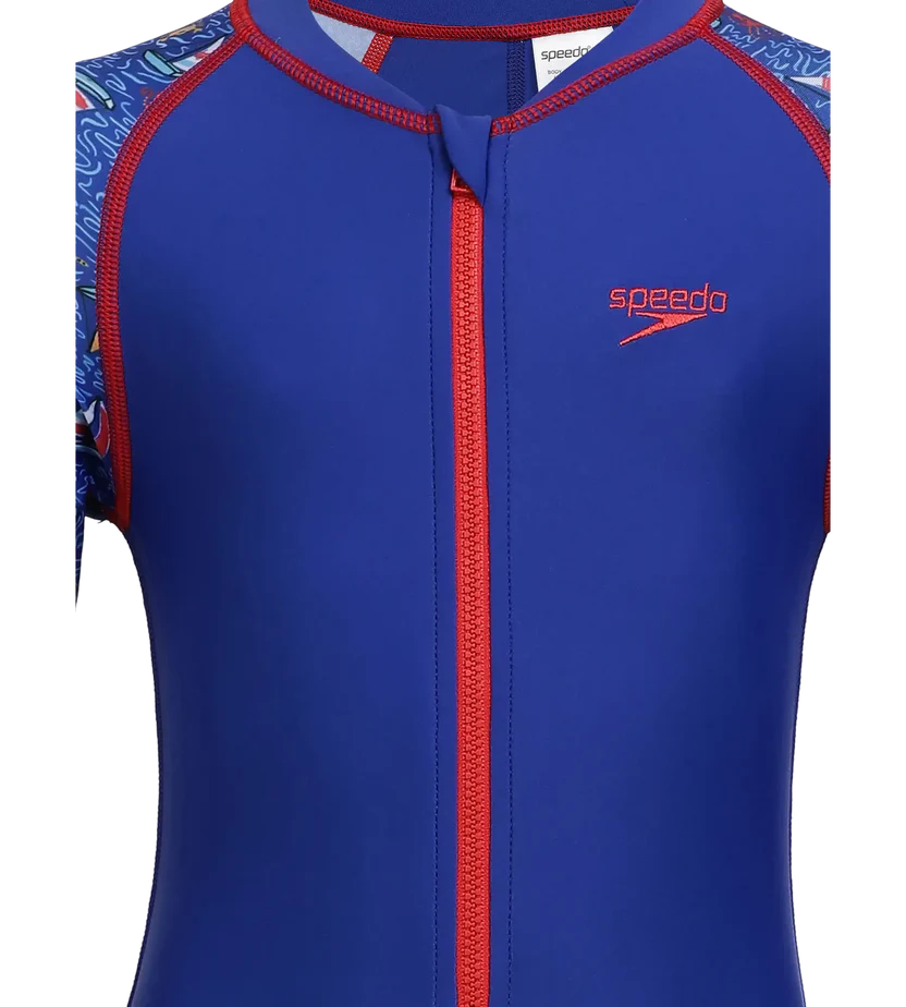 Speedo Boy's Recycled Endurance 10 Printed All In One Suit - True Cobalt & Picton Blue