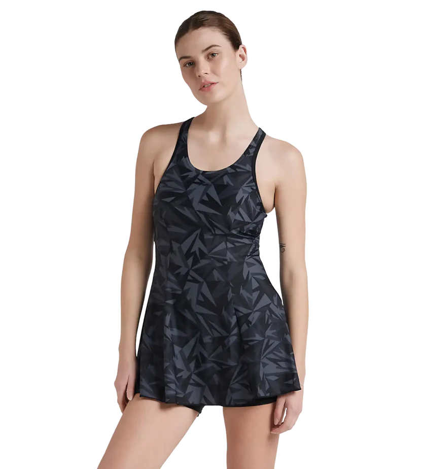 Speedo Women's Endurance 10 Hyperboom Printed Racerback Swimdress With Boyleg