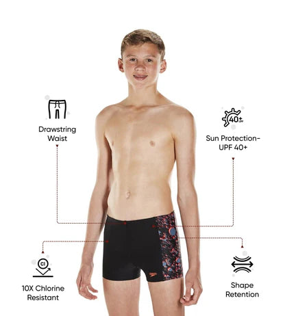 Speedo Boy's Endurance 10 Paint Blast Panel Print Aquashor