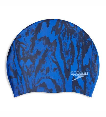 Speedo Women's Long Hair Printed Silicone Swim Caps
