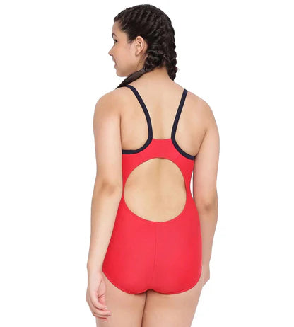Speedo Girl's Endurance 10 Heritage Logo Thinstrap Muscleback One Piece V-Cut Swimsuit