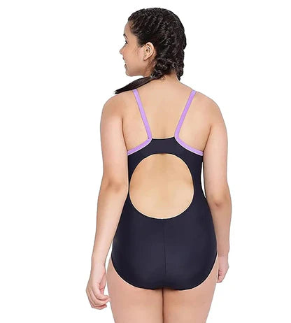 Speedo Girl's Endurance 10 Heritage Logo Thinstrap Muscleback One Piece V-Cut Swimsuit