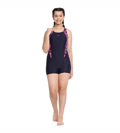 Girl's Endurance 10 Hyperboom Splice Muscleback Legsuit Swimwear - True Navy & Berry