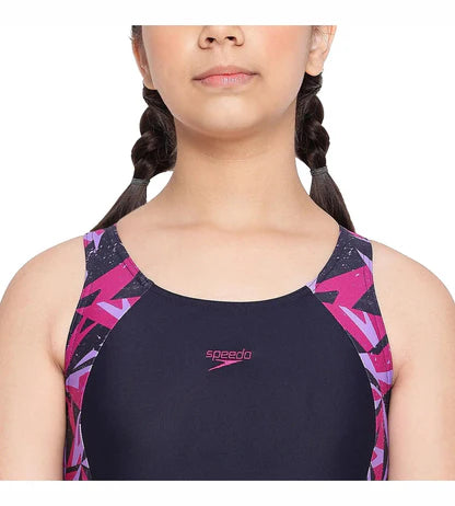 Girl's Endurance 10 Hyperboom Splice Muscleback Legsuit Swimwear - True Navy & Berry