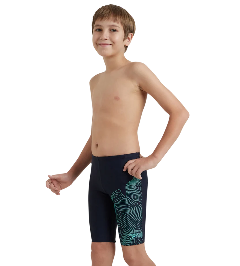Speedo Boy's Endurance 10 Tide Print Sports Gala Logo Jammer