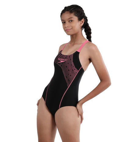 Speedo Girl's Endurance 10 Medley Logo Muslceback One Piece V-Cut Swimsuit