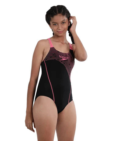 Speedo Girl's Endurance 10 Medley Logo Muslceback One Piece V-Cut Swimsuit