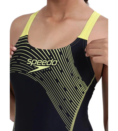 Speedo Girl's Endurance 10 Medley Logo Muslceback One Piece V-Cut Swimsuit