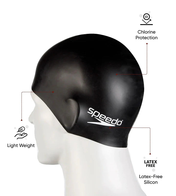 Speedo Unisex Plain Flat Silicone Swim Cap