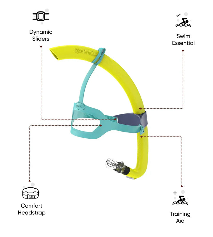 Speedo Unisex Kids Centre Snorkel With Head Belt For Boys and Girls - Yellow