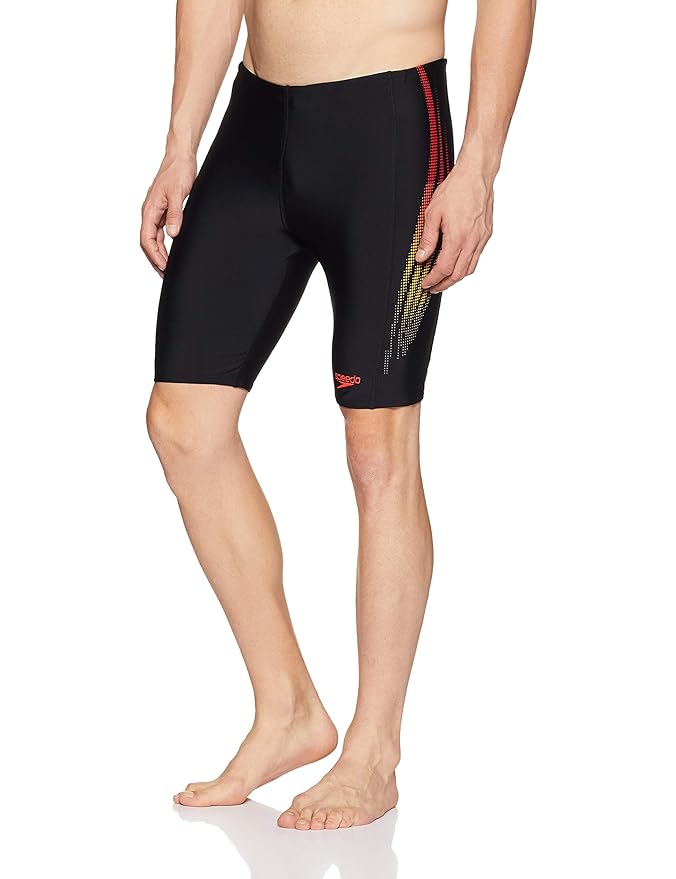 Speedo Mens Placement Panel Jammer - Black & Lava Red