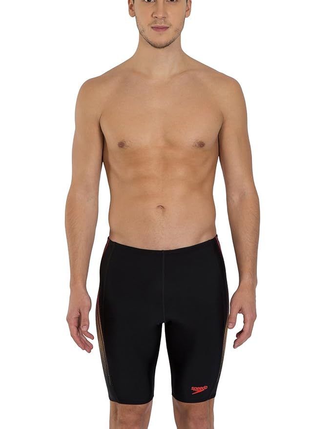 Speedo Mens Placement Panel Jammer - Black & Lava Red