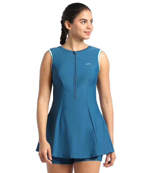 Speedo Women's Endurance Closedback Swimdress With Boyleg Speedo Women's Endurance Closedback Swimdress With Boyleg