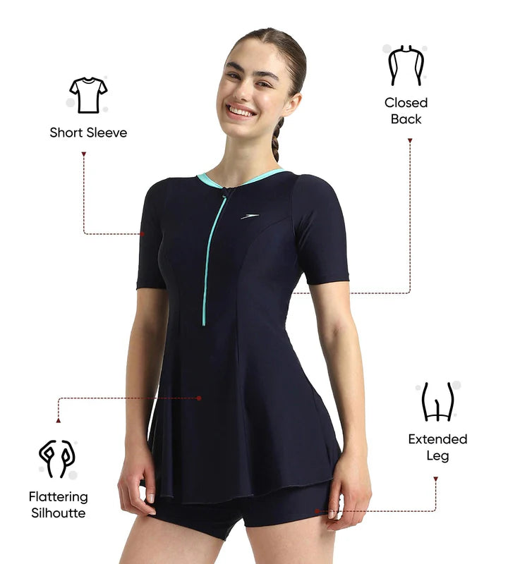 Speedo Endurance10 Closedback Sleeved Women's Swimdress With Boyleg
