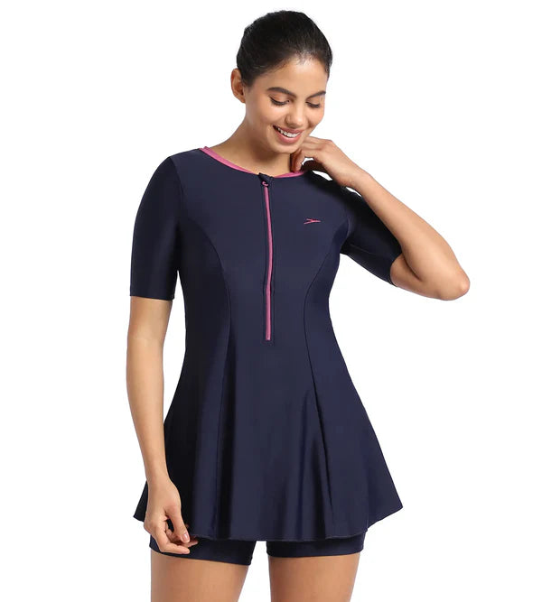 Speedo Women's Endurance10 Closedback Short Sleeve Swimdress With Boyleg