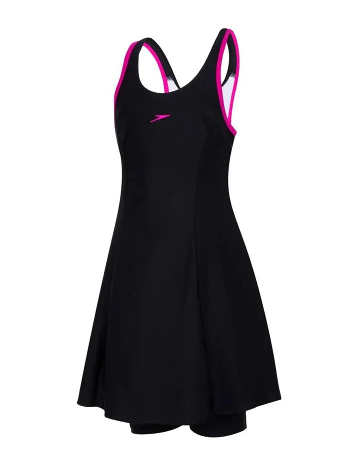 Speedo Girls Racerback Swimdress With Boyleg
