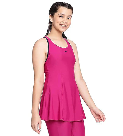 Speedo Racerback Swimdress Girls - Black & Electric Pink