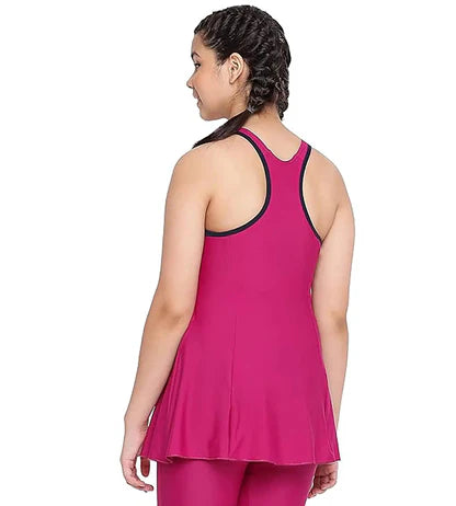 Speedo Racerback Swimdress Girls - Black & Electric Pink