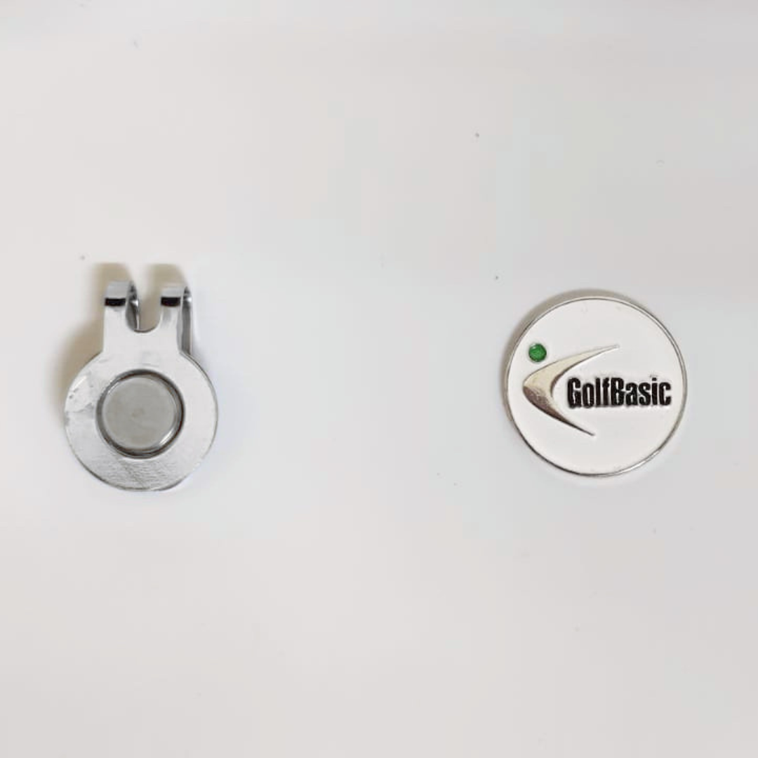 GolfBasic Premium Etched Ball Marker & Magnetic Cap Clip