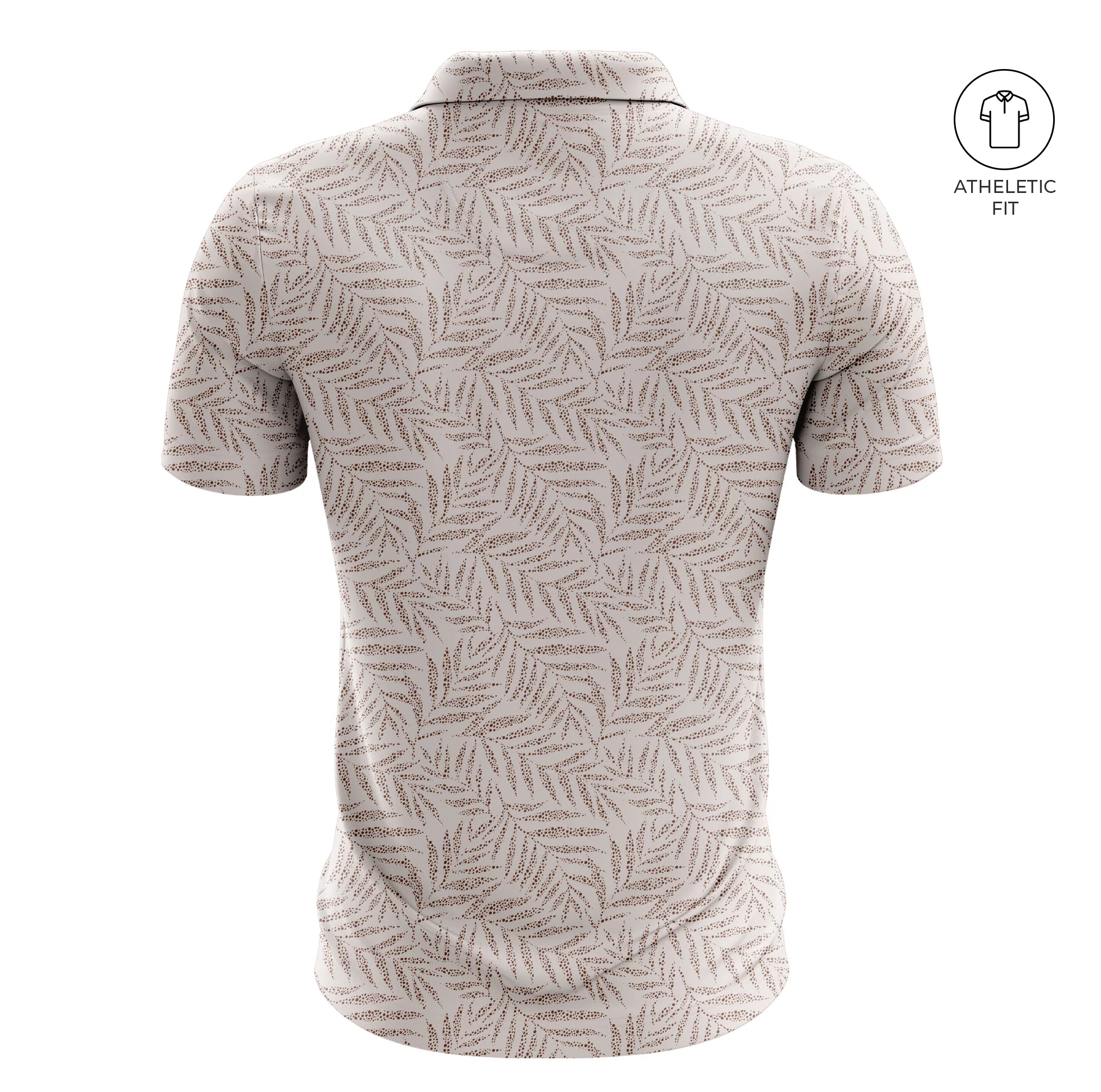 Greg Norman Men's Desert Palm Print Golf Athletic Fit Golf Polo Tshirt (US Size)