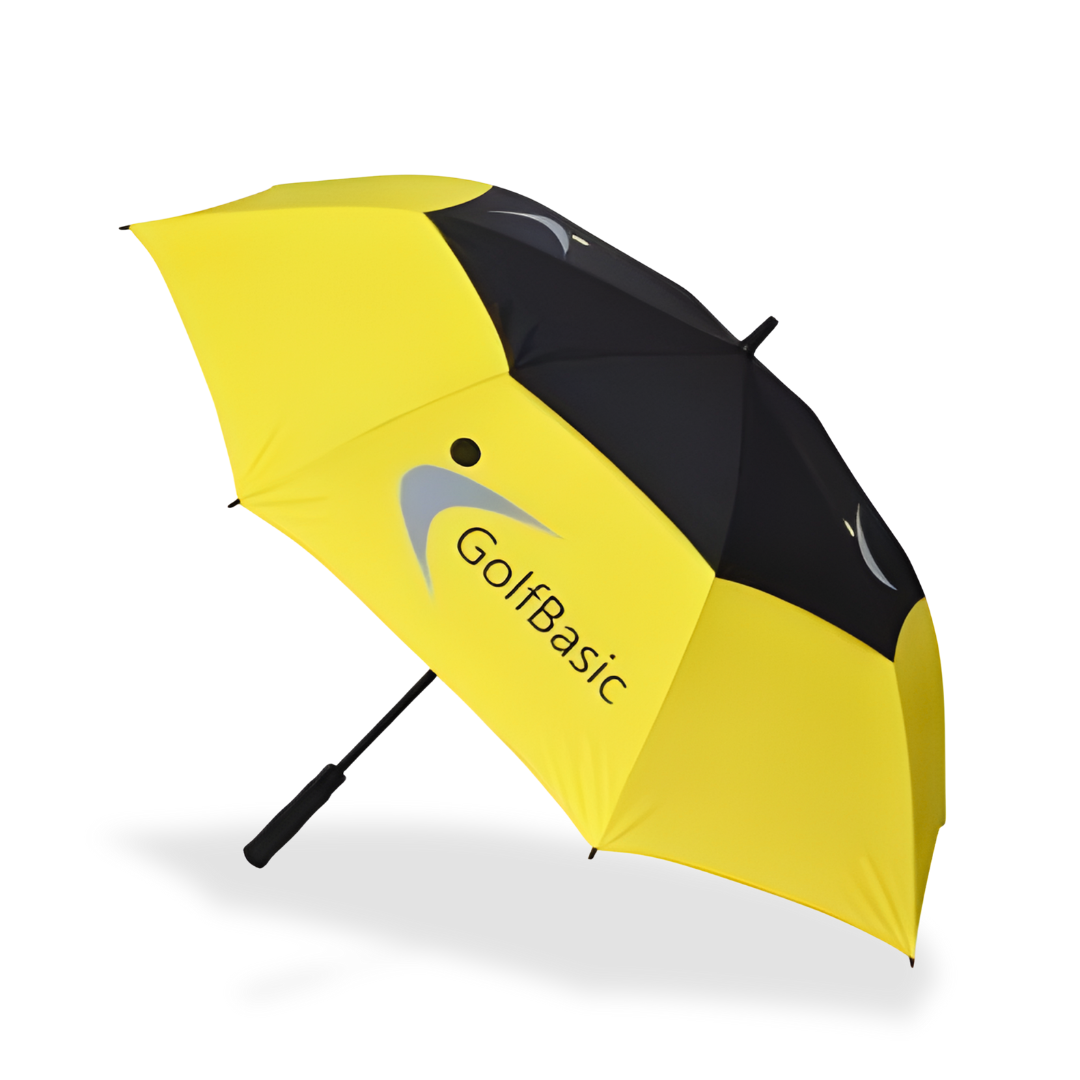 GolfBasic 60'' Double Canopy Umbrella (Yellow/Black) - Asian Sports