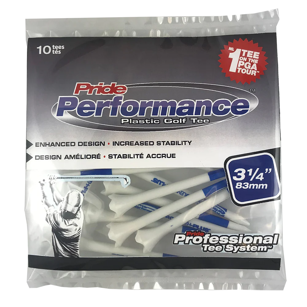 Pride Professional Plastic Golf Tees - 10 pcs pack