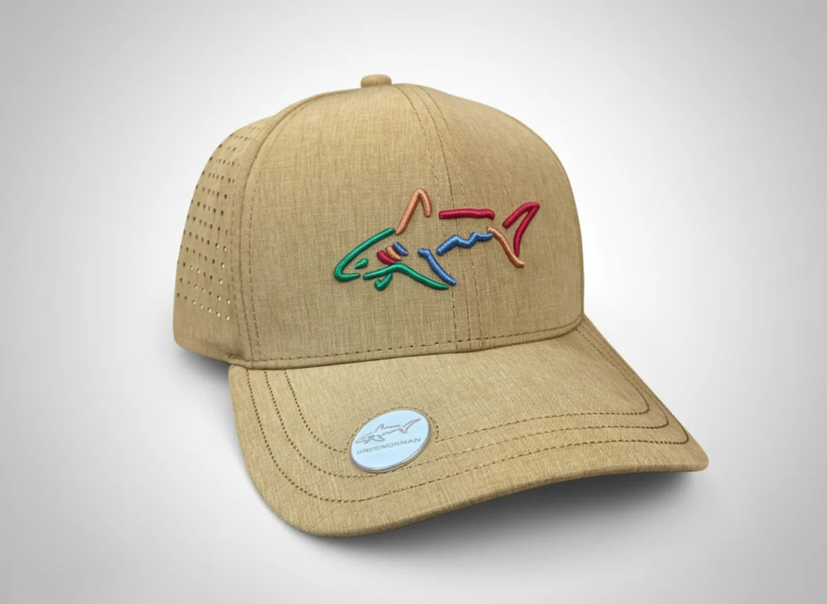 Greg Norman Men's Shark Logo Premium Golf Cap with Marker