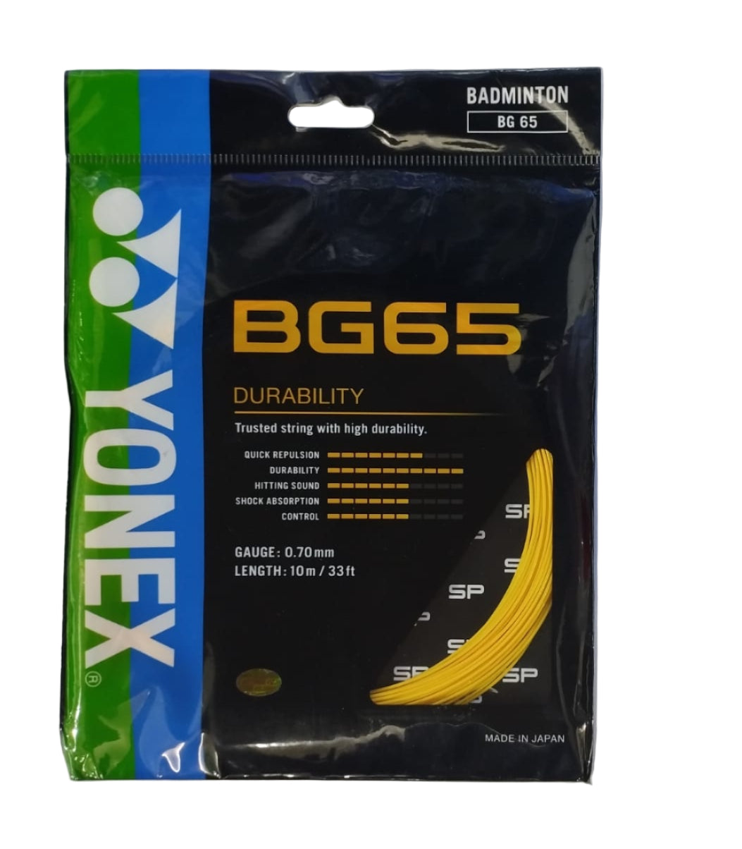 Yonex BG65 Durability badminton string in Orange – bright, energetic badminton string with lasting durability.
