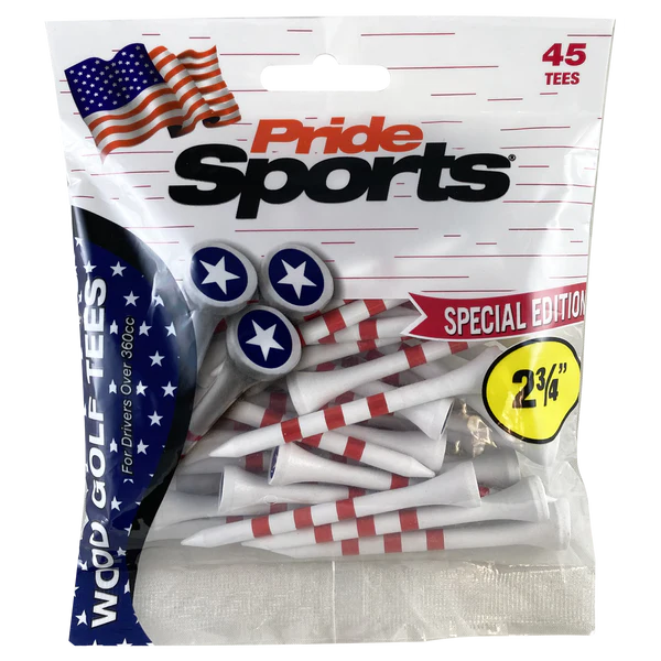Pride Sports Stars and Stripes Wooden Tees - 45 pcs pack
