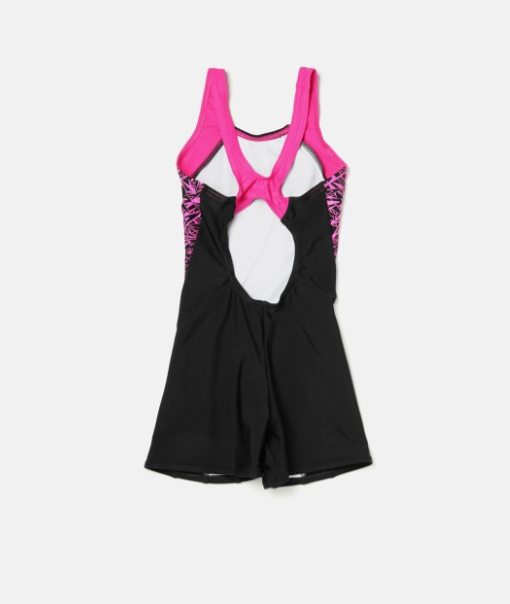 Speedo Girls Black & Pink Printed Swimsuit