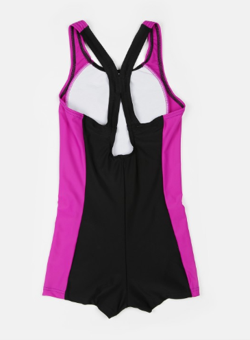Speedo Girls Black & Purple Printed Swimsuit