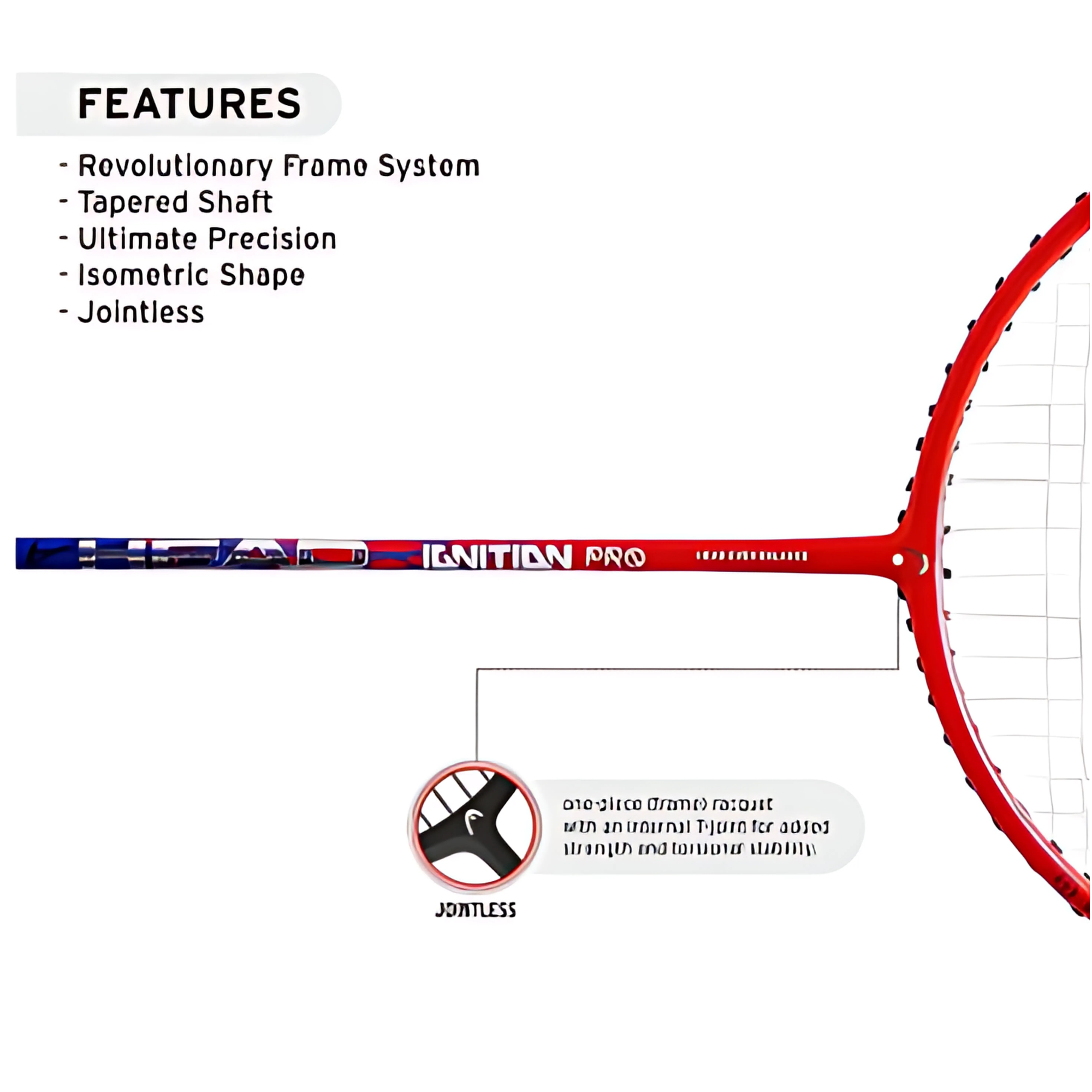 Head Ignition Pro Unstrung Badminton Racquet (Blue/ Red)