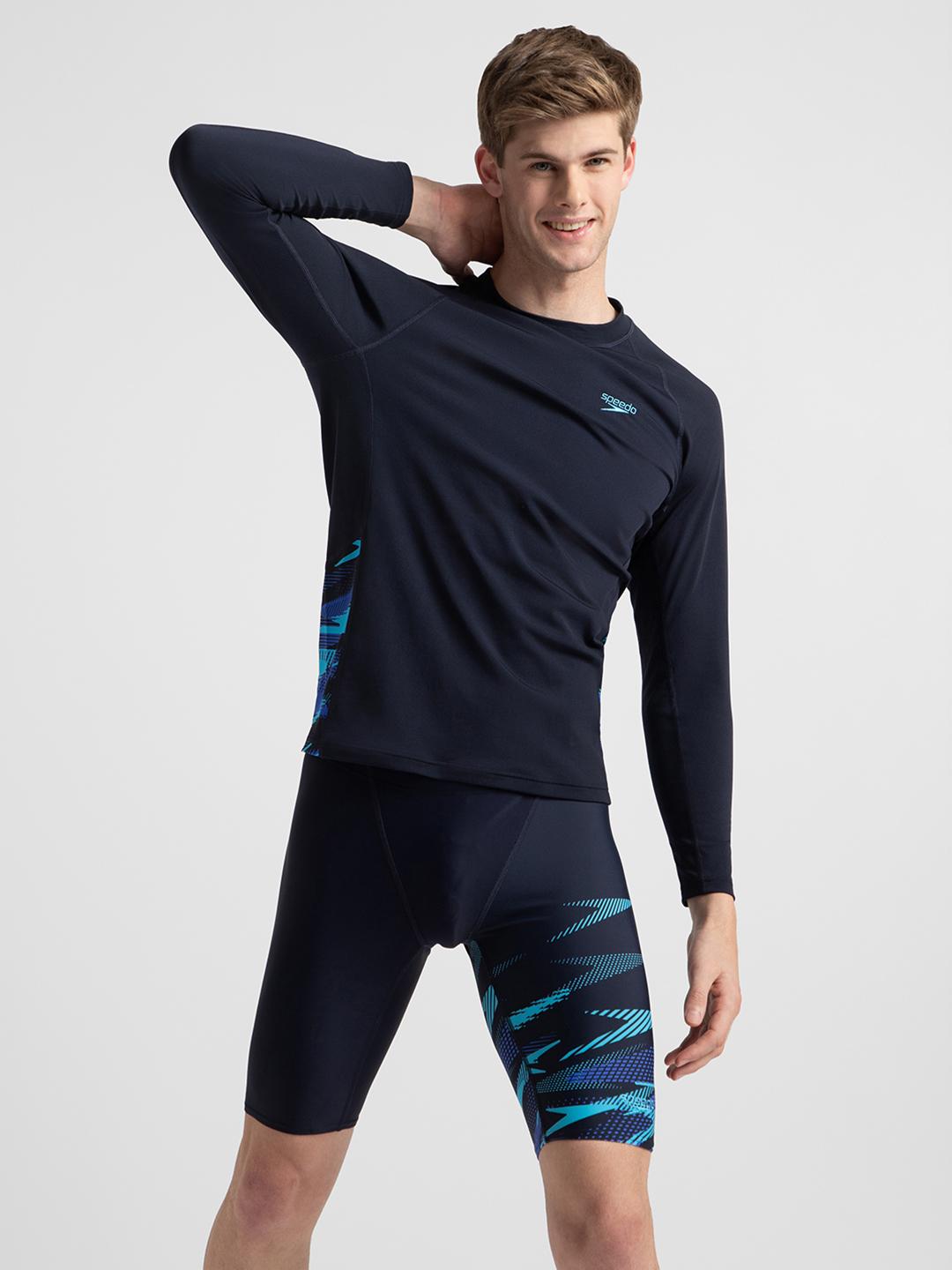Speedo Men's Endurance+ Long Sleeve Splice Printed Suntop