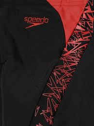 Speedo Boys Black & Red Printed Swim Shorts