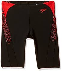 Speedo Boys Black & Red Printed Swim Shorts
