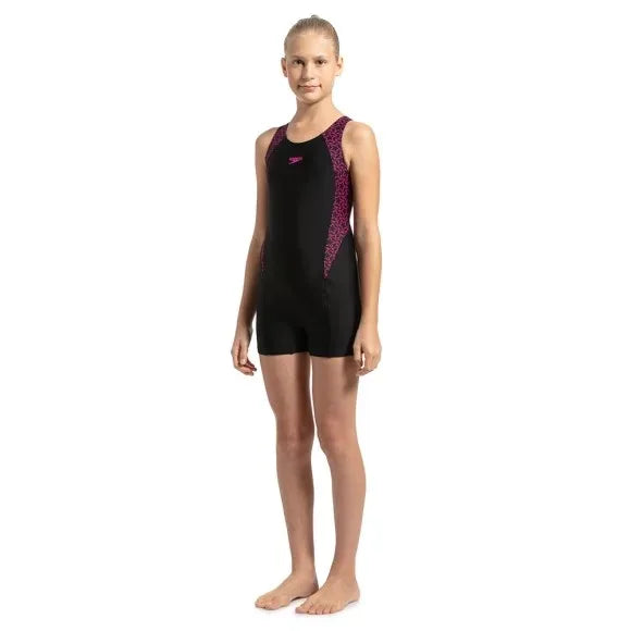 Speedo Girl's Boomstar Splice Legsuit - Black/Pink