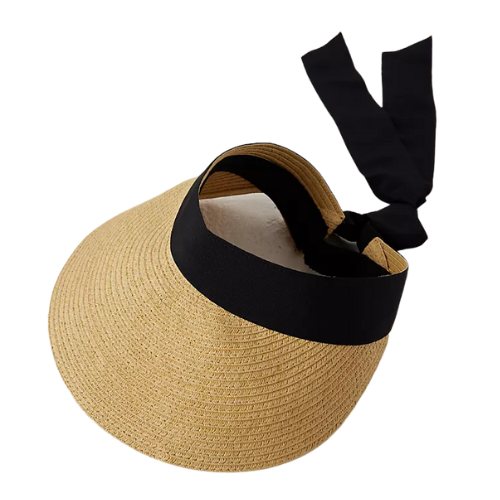 GolfBasic Ladies Natural Straw Ribbon Visor