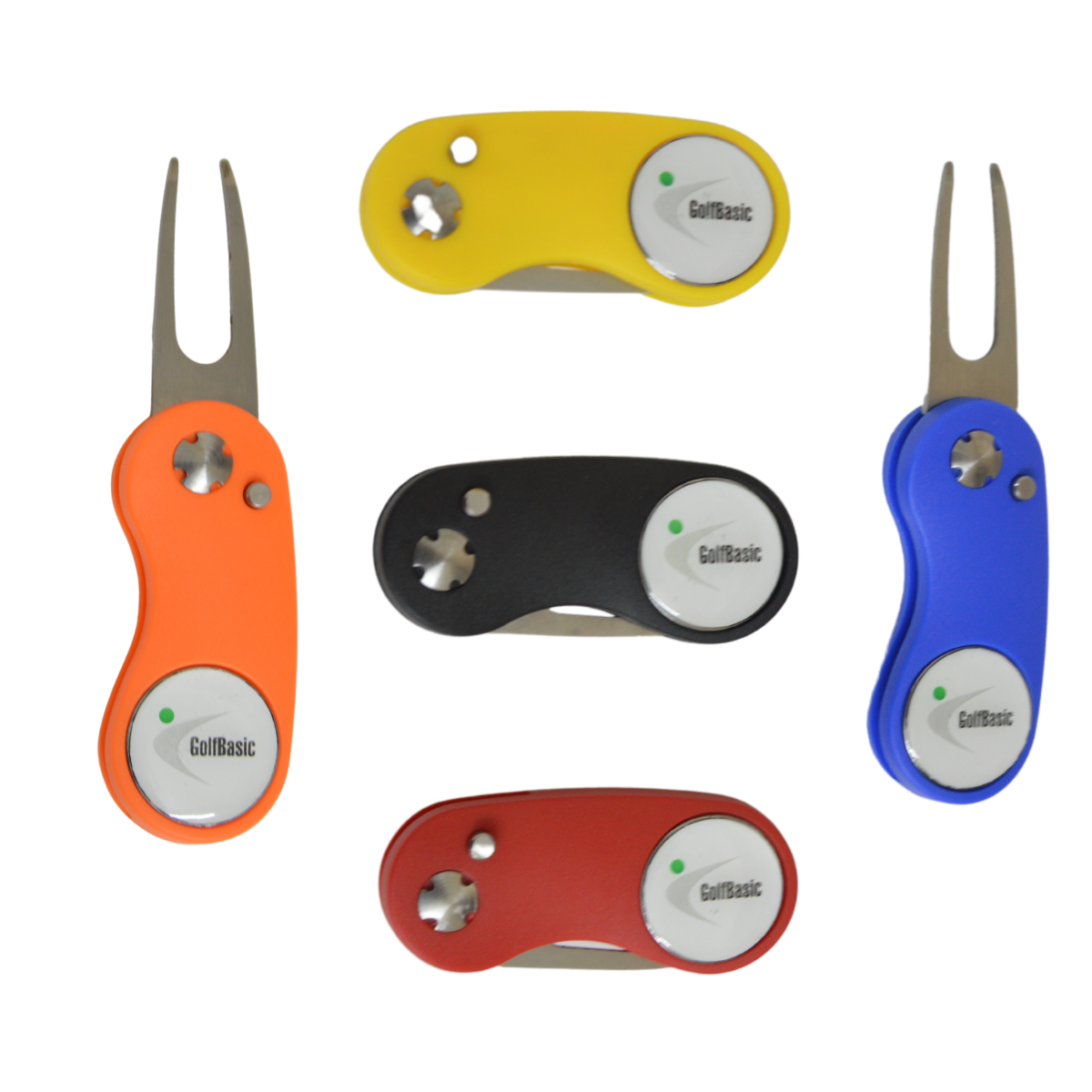 GolfBasic Matte Divot Tool with Pop-Up Button & Magnetic Ball Marker