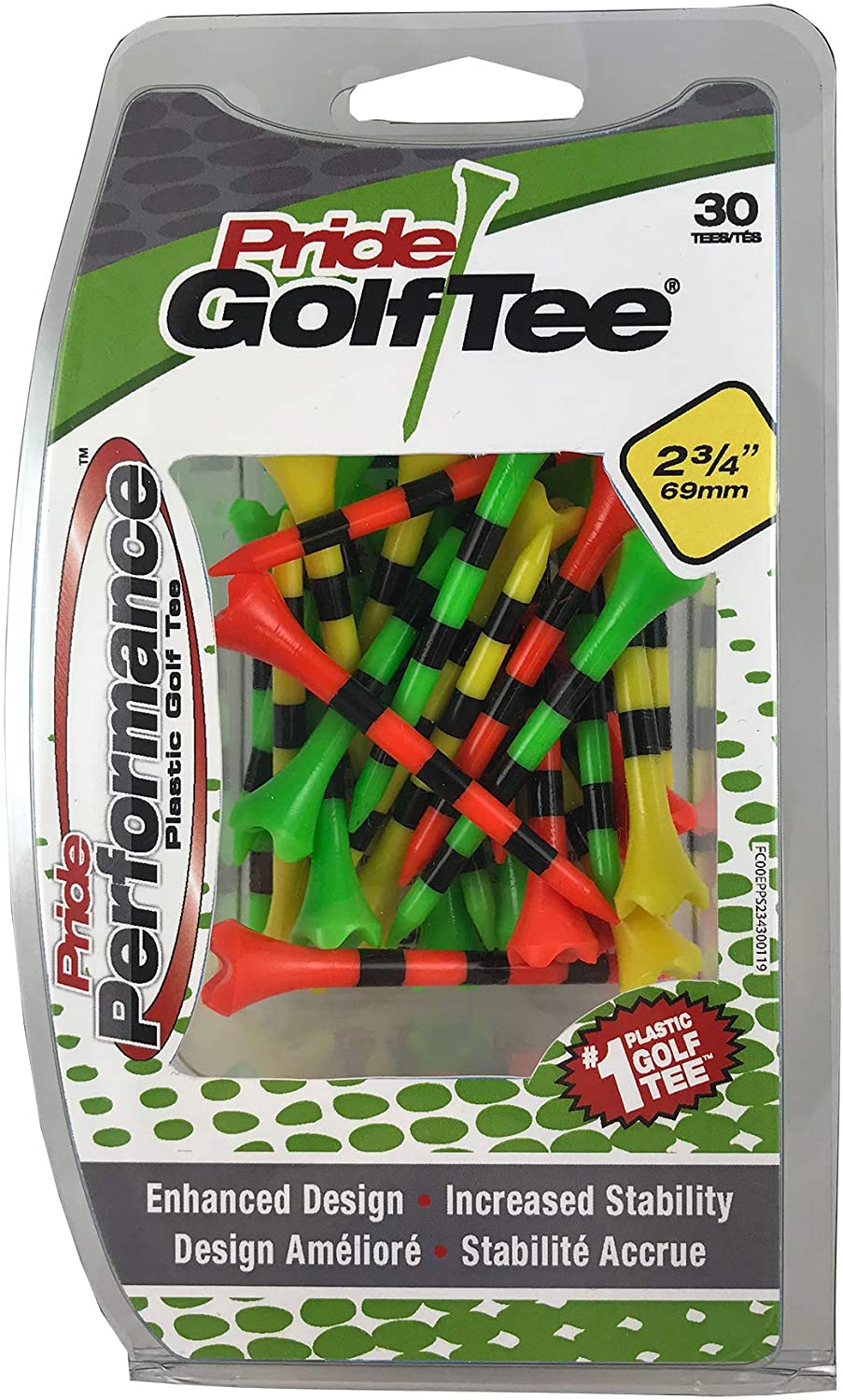 Pride Performance Striped Mixed Golf Tees (2 Sizes)