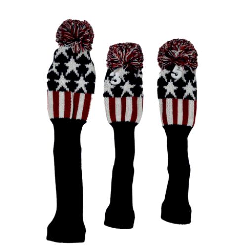 GolfBasic Knitted Head Covers (Set of 3 pcs) Navy/Red