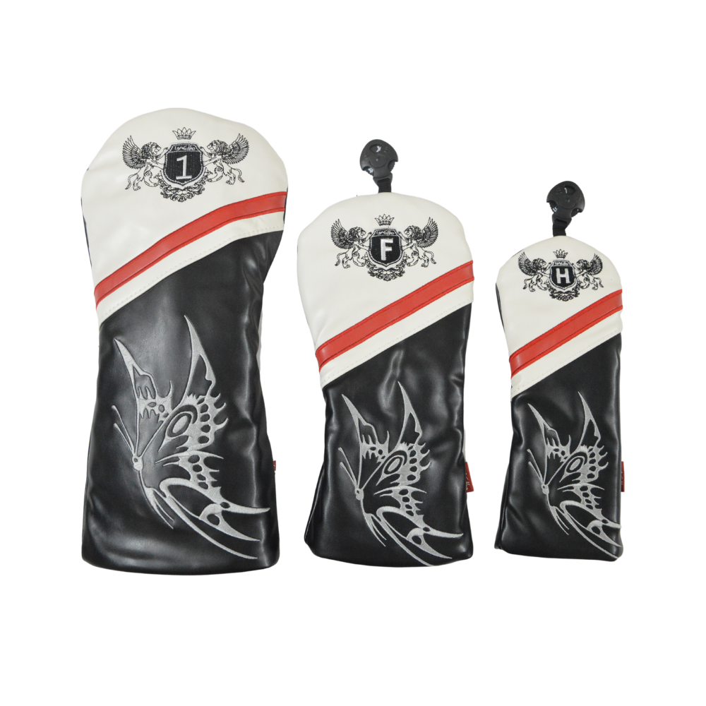 GolfBasic Embroidered Wood Head Covers (Set of 3 pcs)