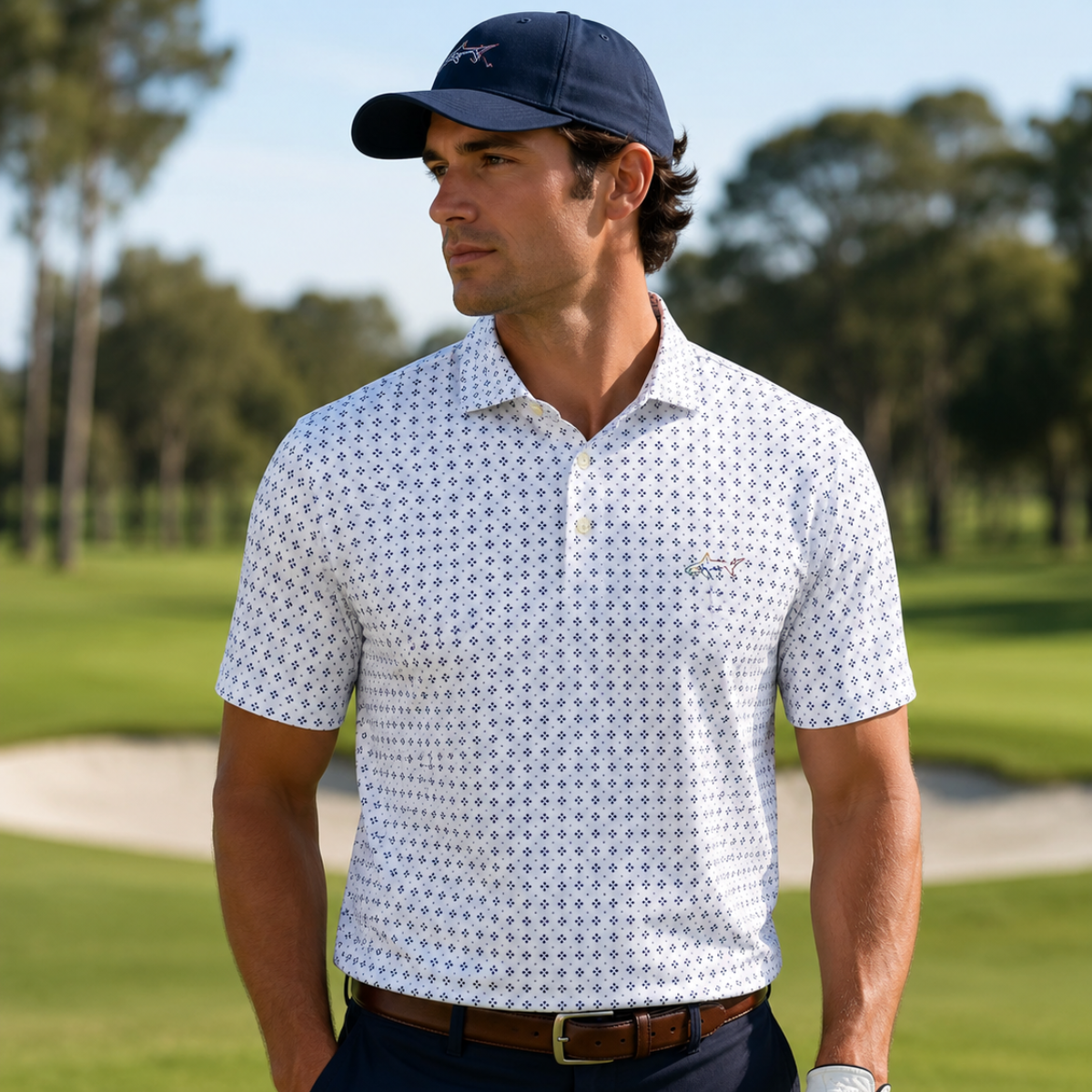 Greg Norman Men’s Signature Print Polo Tshirt