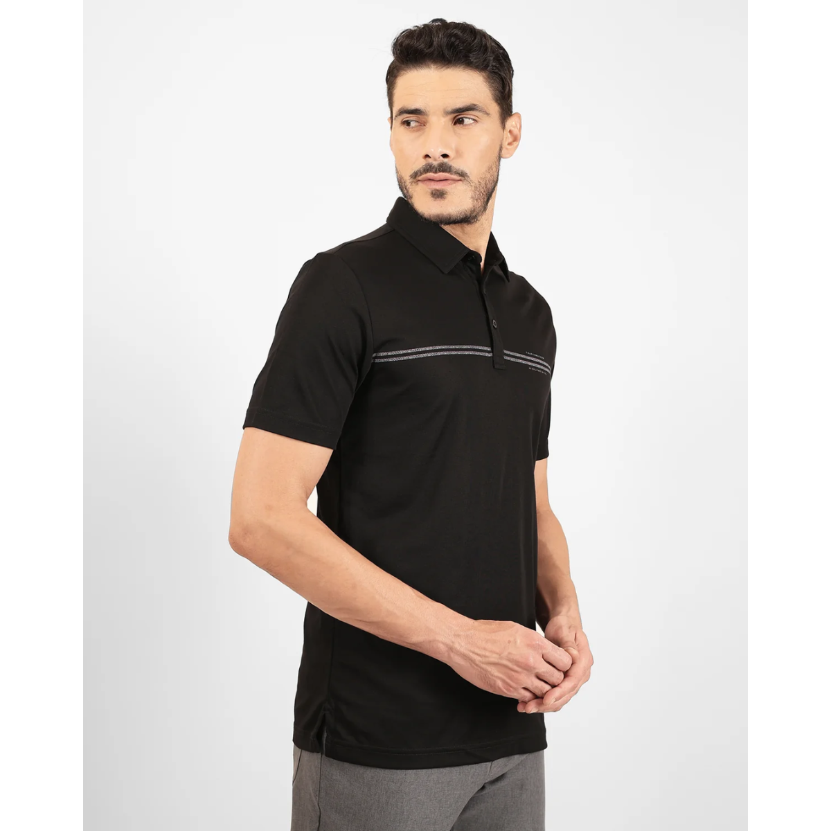 Travis Mathew Island History men's golf polo black back view