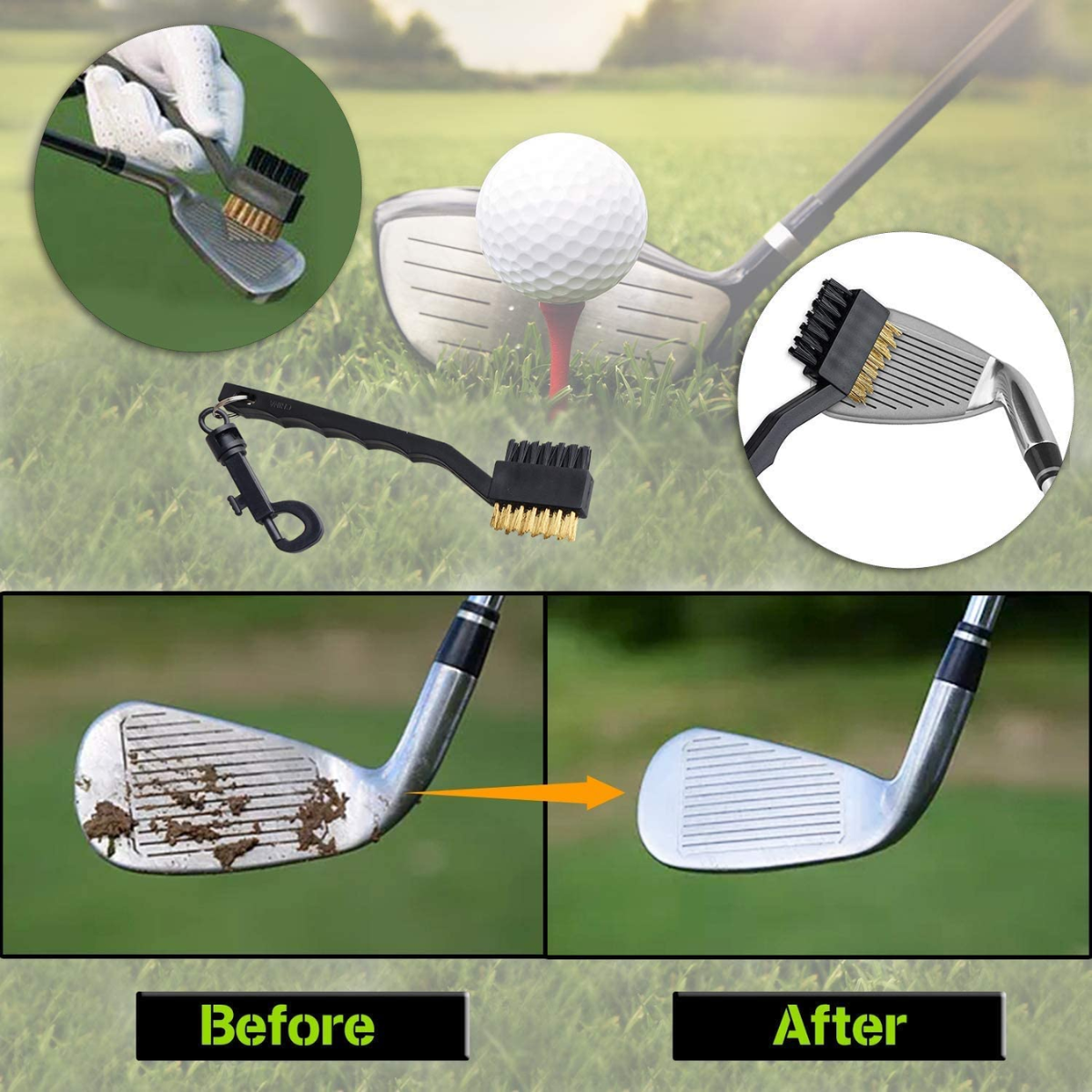 GolfBasic 2 Sided Golf Club Cleaning Brush