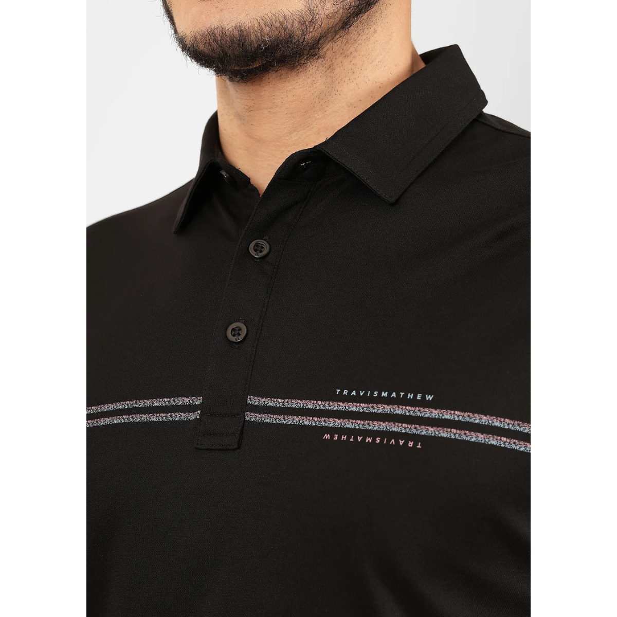 Travis Mathew Island History black golf polo additional view