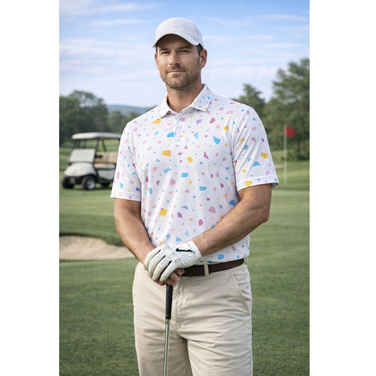 Sligo Men's White Printed Polo T-shirt (Indian Size)