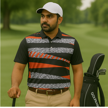 Sligo Men's Geometric Striped Polo T-shirt (Indian Size)