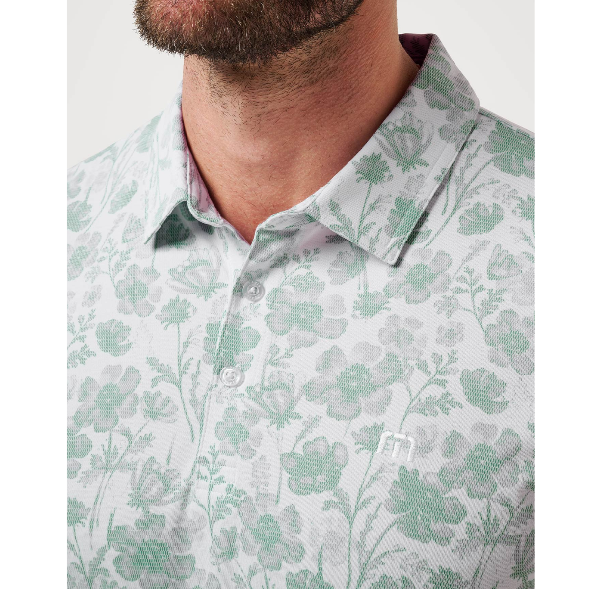 Travis Mathew Been Abroad men's golf polo additional view with floral pattern