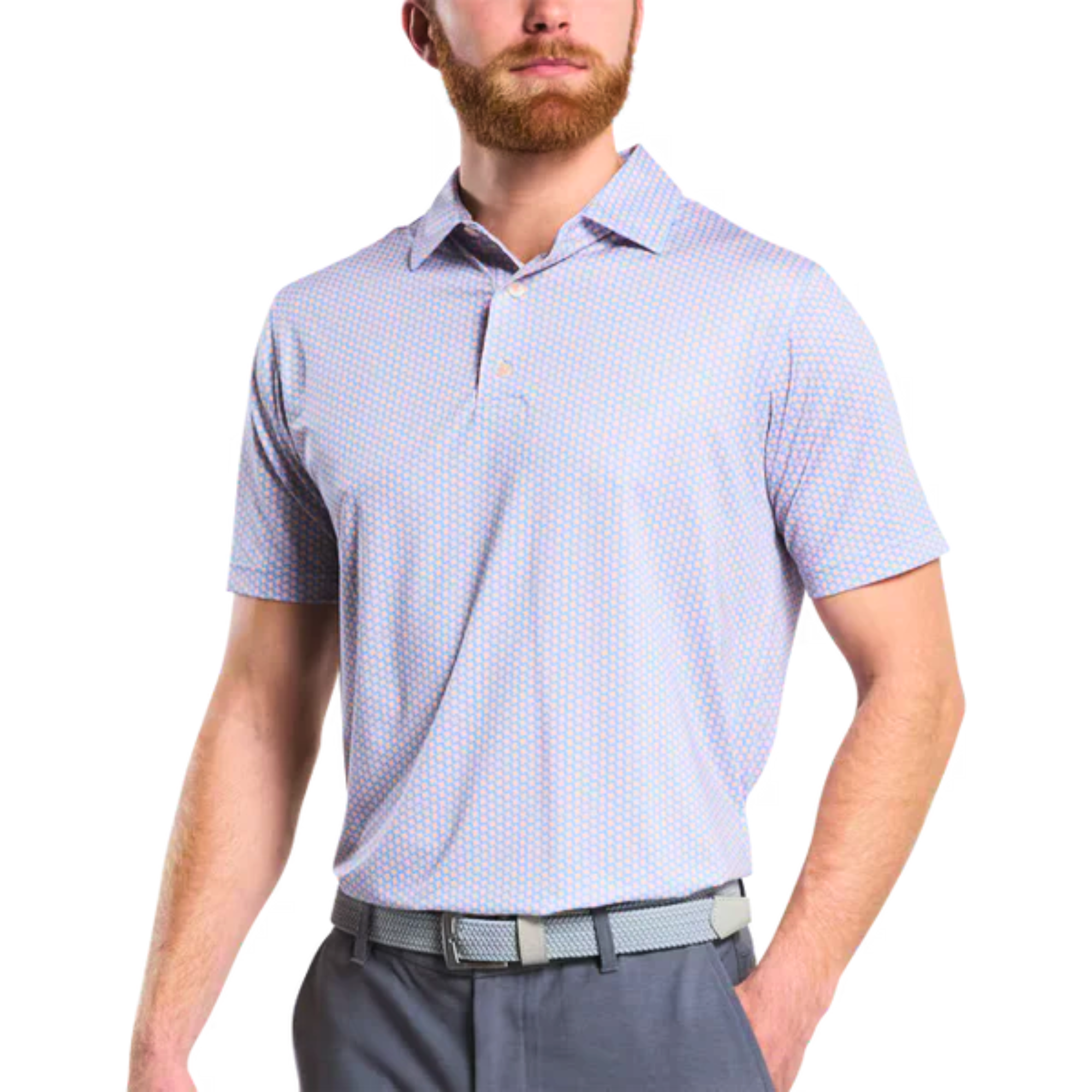 FootJoy Men's Hound Stooth Geo Golf Polo T-Shirt